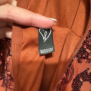 Copper Rowena Sequin Mermaid Dress; Size Small